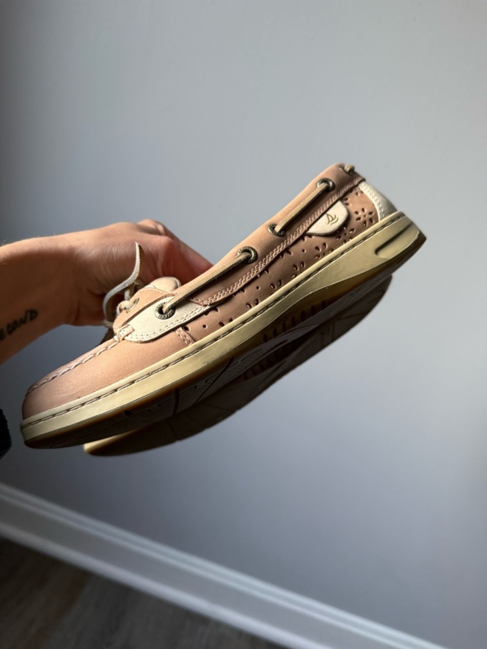 Sperry Top Sider Angelfish EyeLet Leather Boat Shoe Slip On Lace Up Shoe Size 7 - Picture 4 of 12